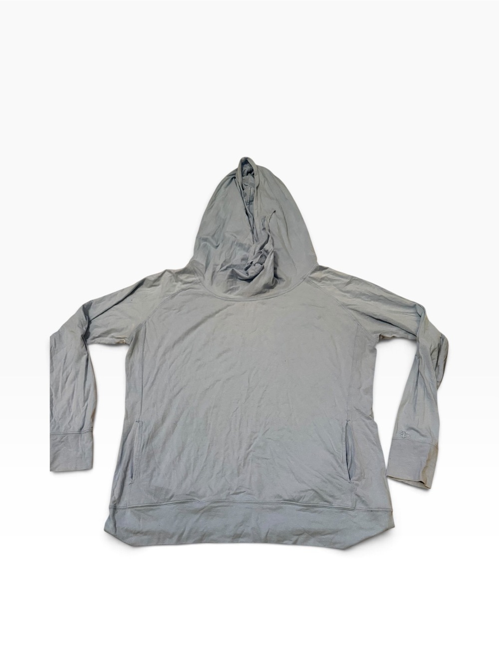 Coolibar Blue Cowl Neck Bamboo Hoodie size XL